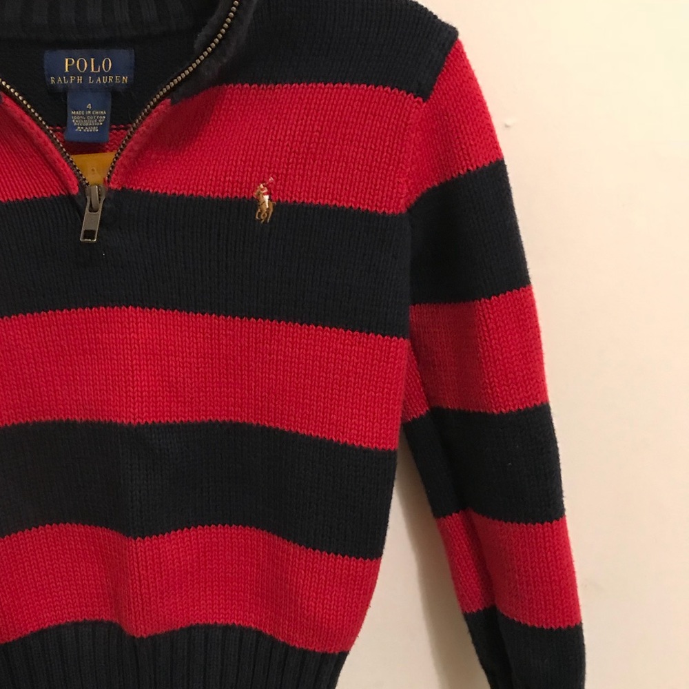 Polo Ralph Lauren Red and Black Striped Sweater